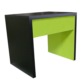 Ingrid Terminal Table – terminal table in seated or standing height with optional footrest and cable grommet, with flexible inside/outside colour combinations, designed for libraries and public environments.