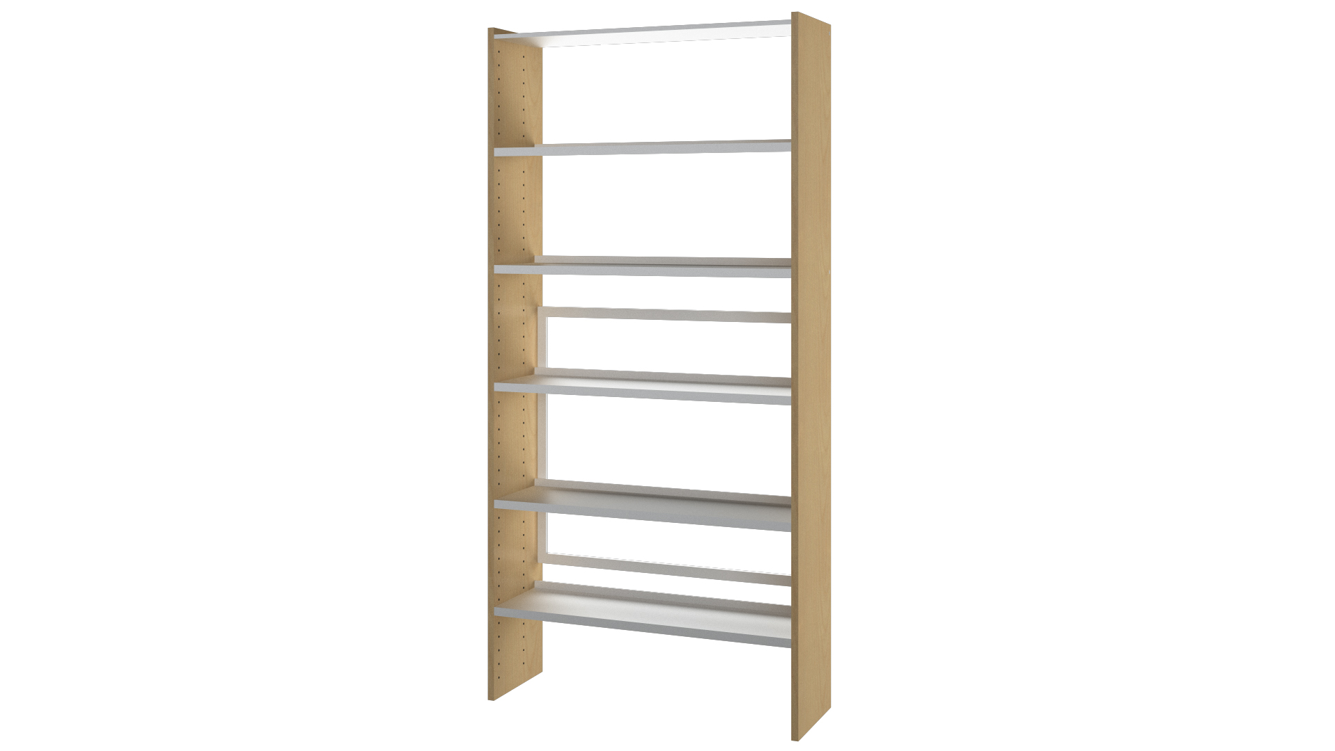 Småland single-sided bookshelf H:1800 with metal shelves and birch, white or black end panels