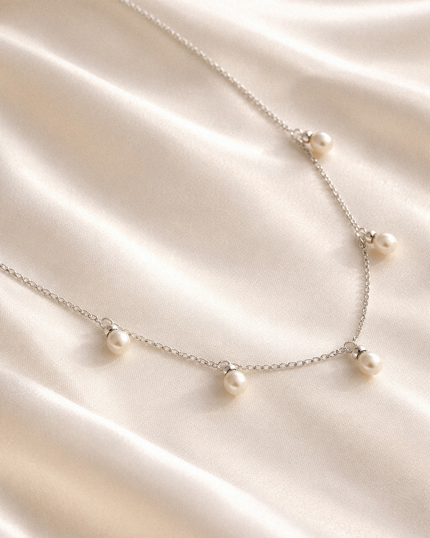 Petite Pearl single full necklace silver - 4