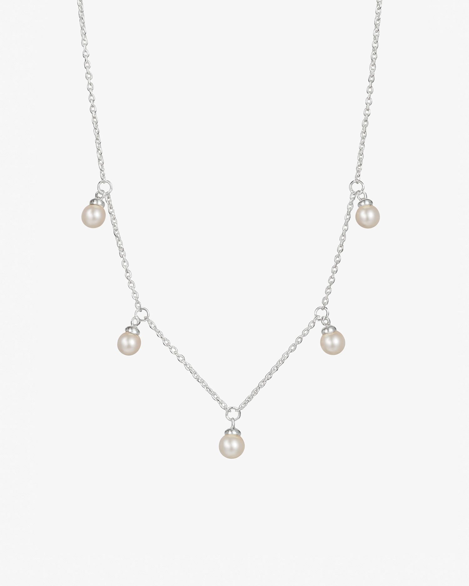 Petite Pearl single full necklace silver