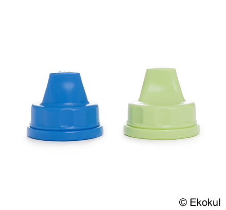 To Lifefactory sippy caps i blå og grøn