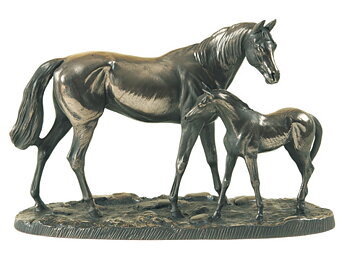 Bronzestatuette Sto mit Fohlen