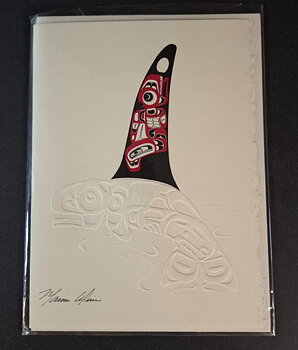 Orca Killer Whale Konst Vykort av Marvin Oliver-Quinault och Isleta-Pueblo 