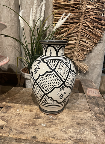 Keramik Urna - Porslin Vas Svart  25 cm
