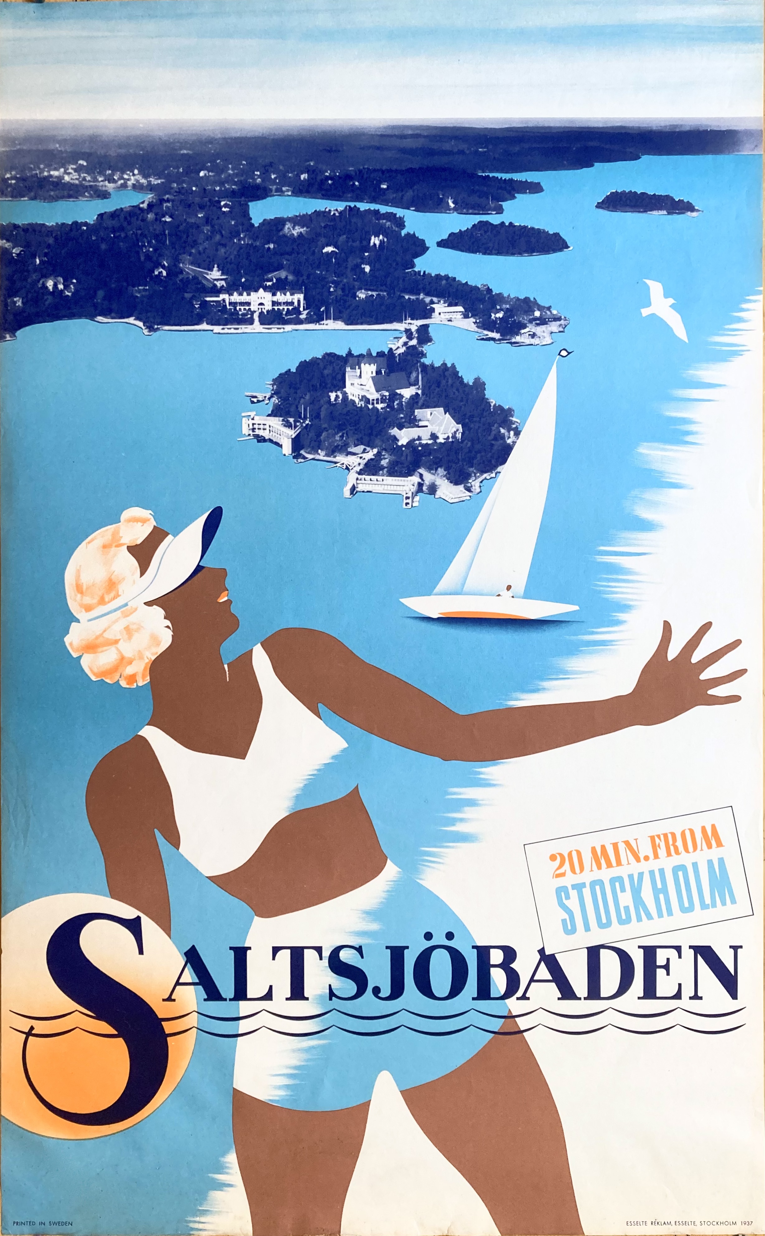 SALTSJÖBADEN - SOLSIDAN Reklamaffisch 1937