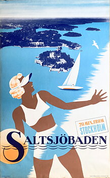 SALTSJÖBADEN - SOLSIDAN Reklamaffisch 1937