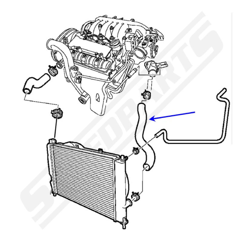 Coolant hose 9-5 B308 Lower (18) - 2