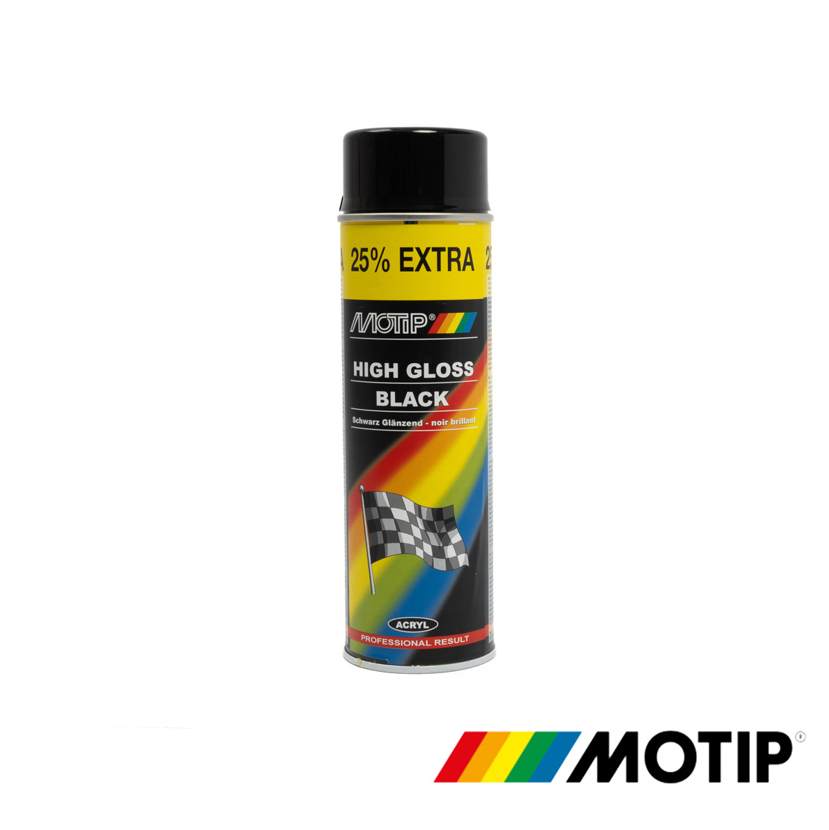 Maling Motip, Sort glansmaling værkstedsdåse 500 ml, spray
