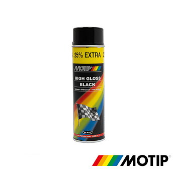 Maling Motip, Sort glansmaling værkstedsdåse 500 ml, spray