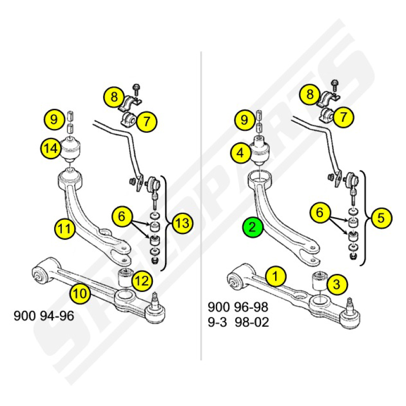 Support arm 900 / 9-3  Left (2) - 2