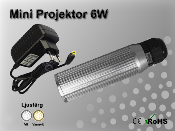 Fiberoptisk Ledprojektor 6W Enfärgad Vit eller Varmvit