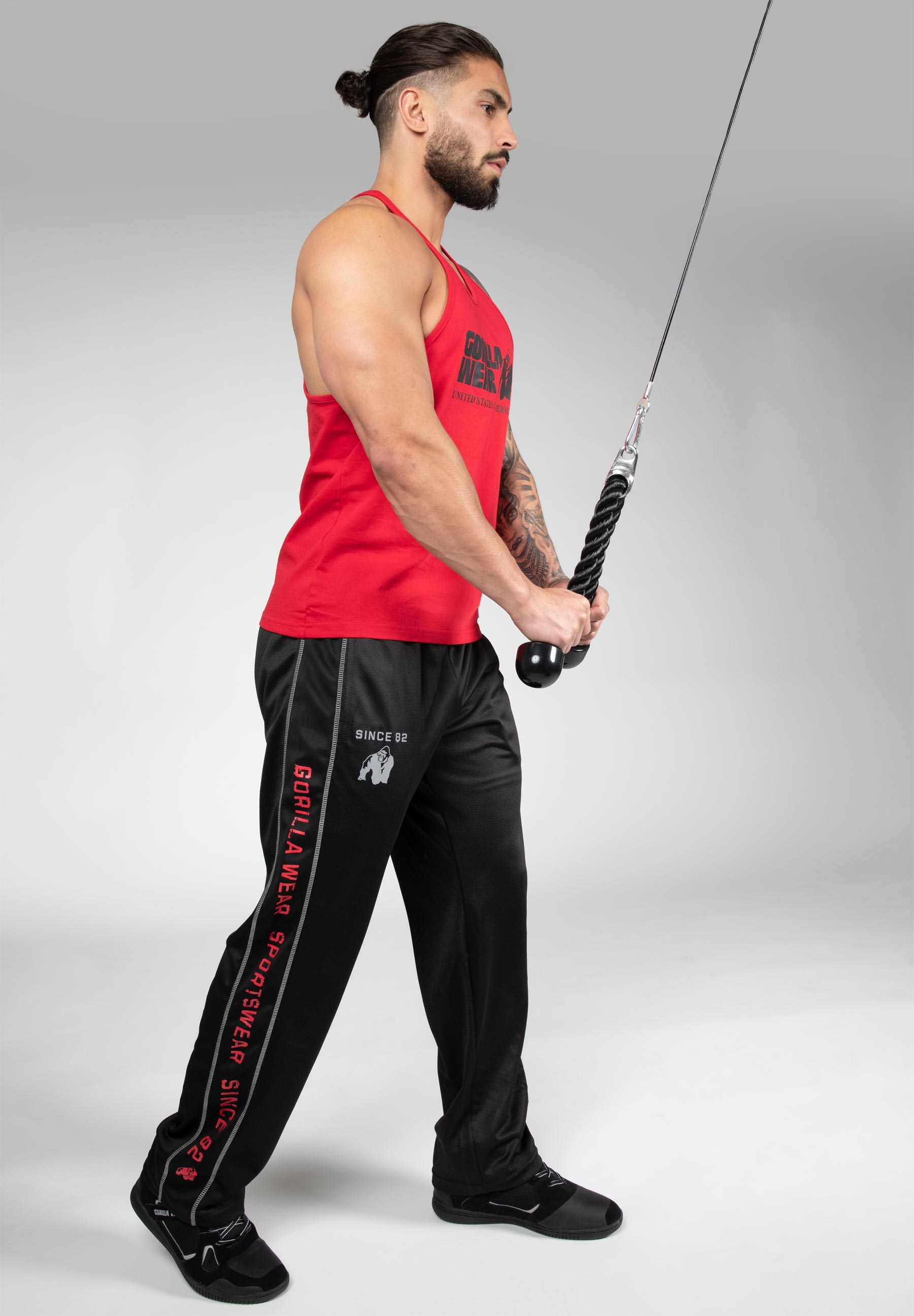 Functional Mesh Pants, black/red - 10