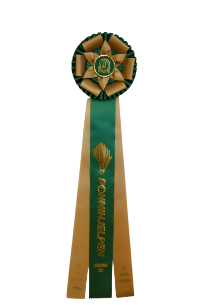 6284 - Rosette für Pferd, Hund, Veranstaltung mit Goldrand, 71 cm - 4