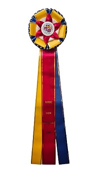 6284 - Rosette für Pferd, Hund, Veranstaltung mit Goldrand, 71 cm