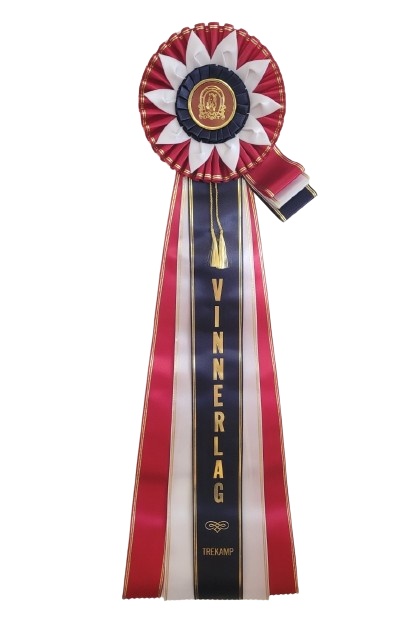 6286 - Rosette für Pferd, Hund, Veranstaltung, mit Seitenbändern, 5 Bänder, 71 cm - 2