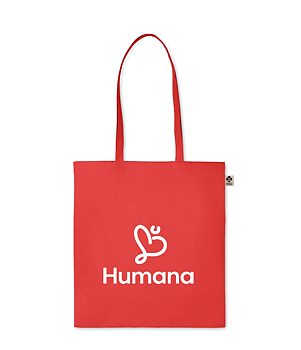 Tygkasse i ekologisk bomull med långa handtag.