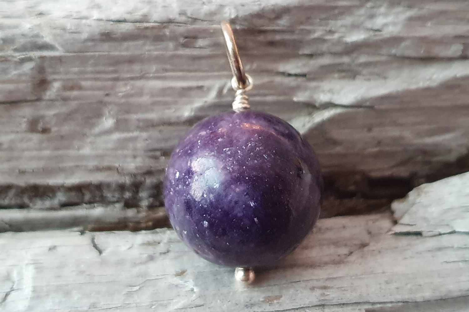 JOD Bubbles: Lepidolit kula 18mm hänge 925-silver