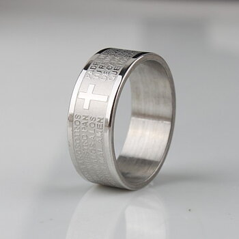 Ring "Lords Prayer Cross" i rostfritt stål