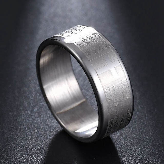 Ring "Lords Prayer Cross" i rostfritt stål - 3