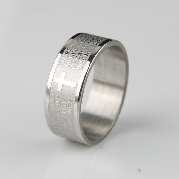 Ring "Lords Prayer Cross" i rostfritt stål - 2