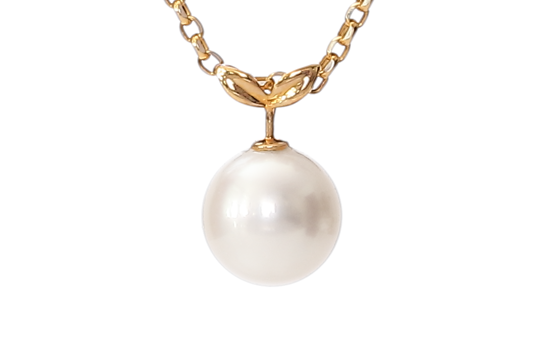 Südsee-Zuchtperle mit Champagnergoldfarbe in Gold 11–12 mm
