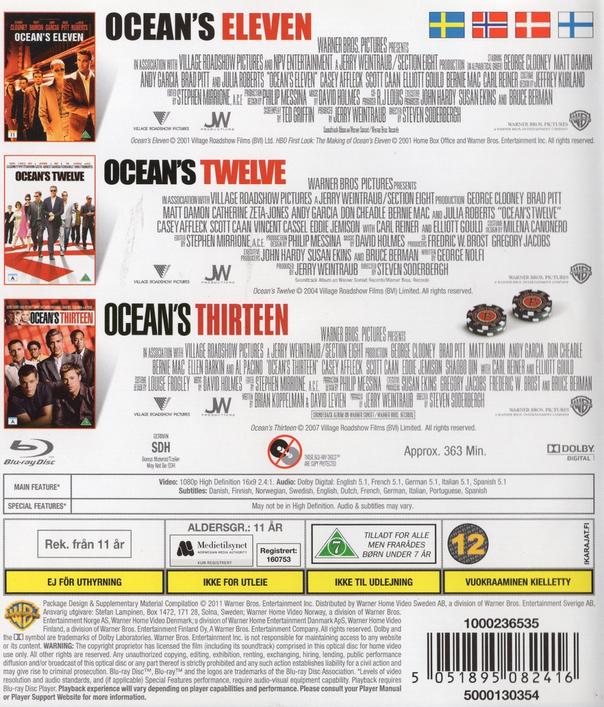 Ocean's Eleven / Ocean's Twelve / Ocean's Thirteen (3-disc) (Blu-ray) - 2