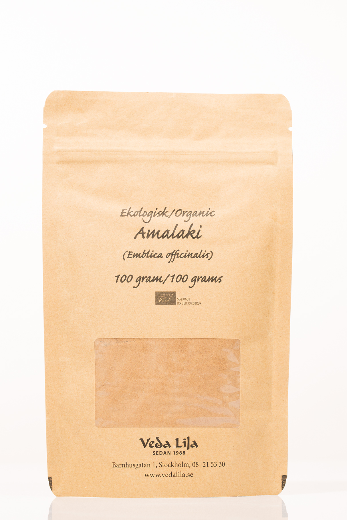 Amalaki Pulver EKO 100 g Ayurvediska Örtpreparat Naturligt Kosttillskott Balansering Av Vata Veda Lila
