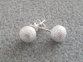 Glitter ball 8 mm, ear stud, 925 silver