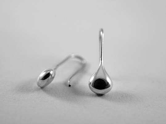 Flat drop approx. 8mm wide, earring, 925 silver