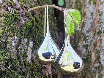 Flat drop, approx. 20mm wide earrings, 925-silver