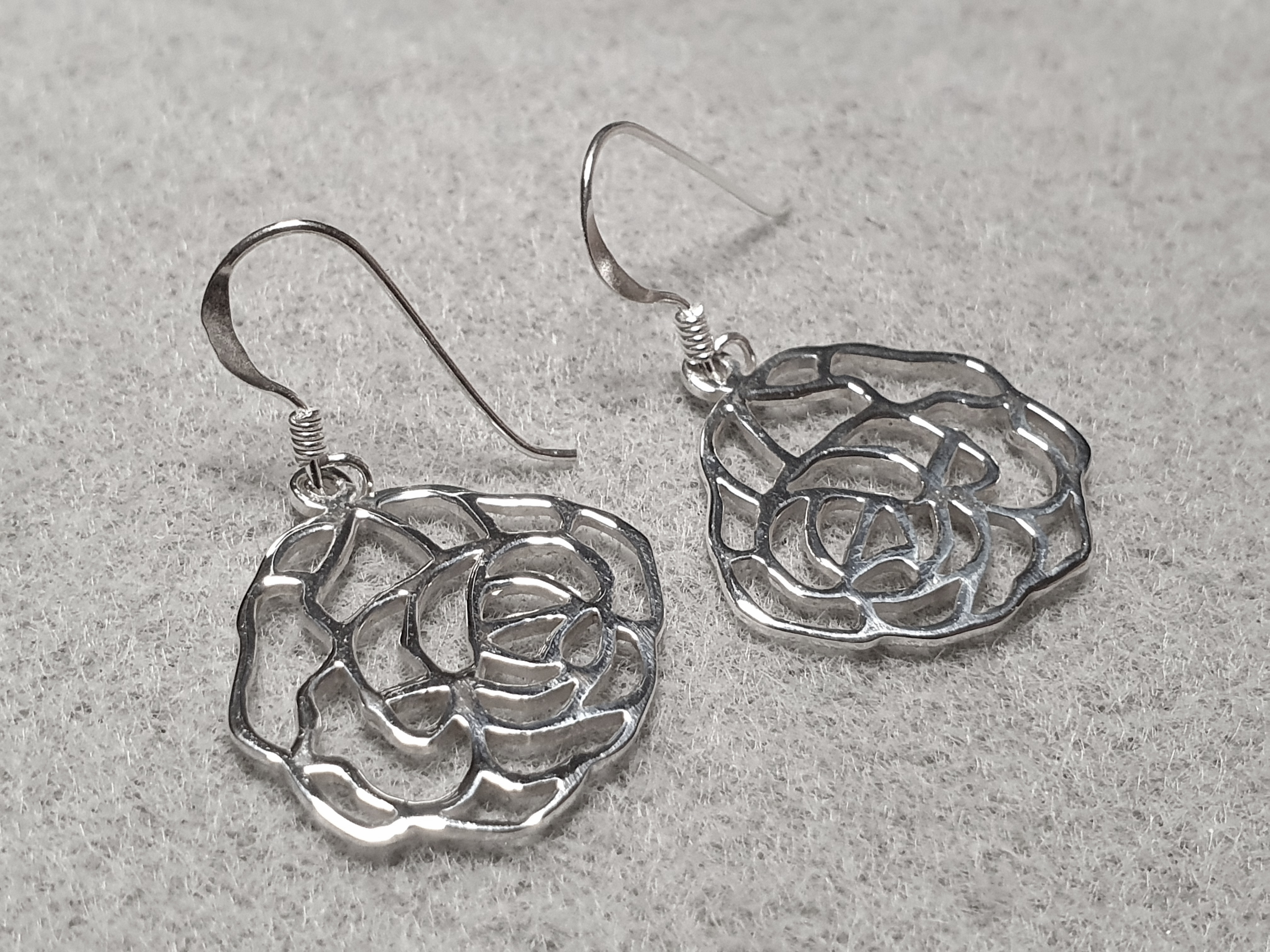Rose approx. 21x 19mm earrings, 925-silver