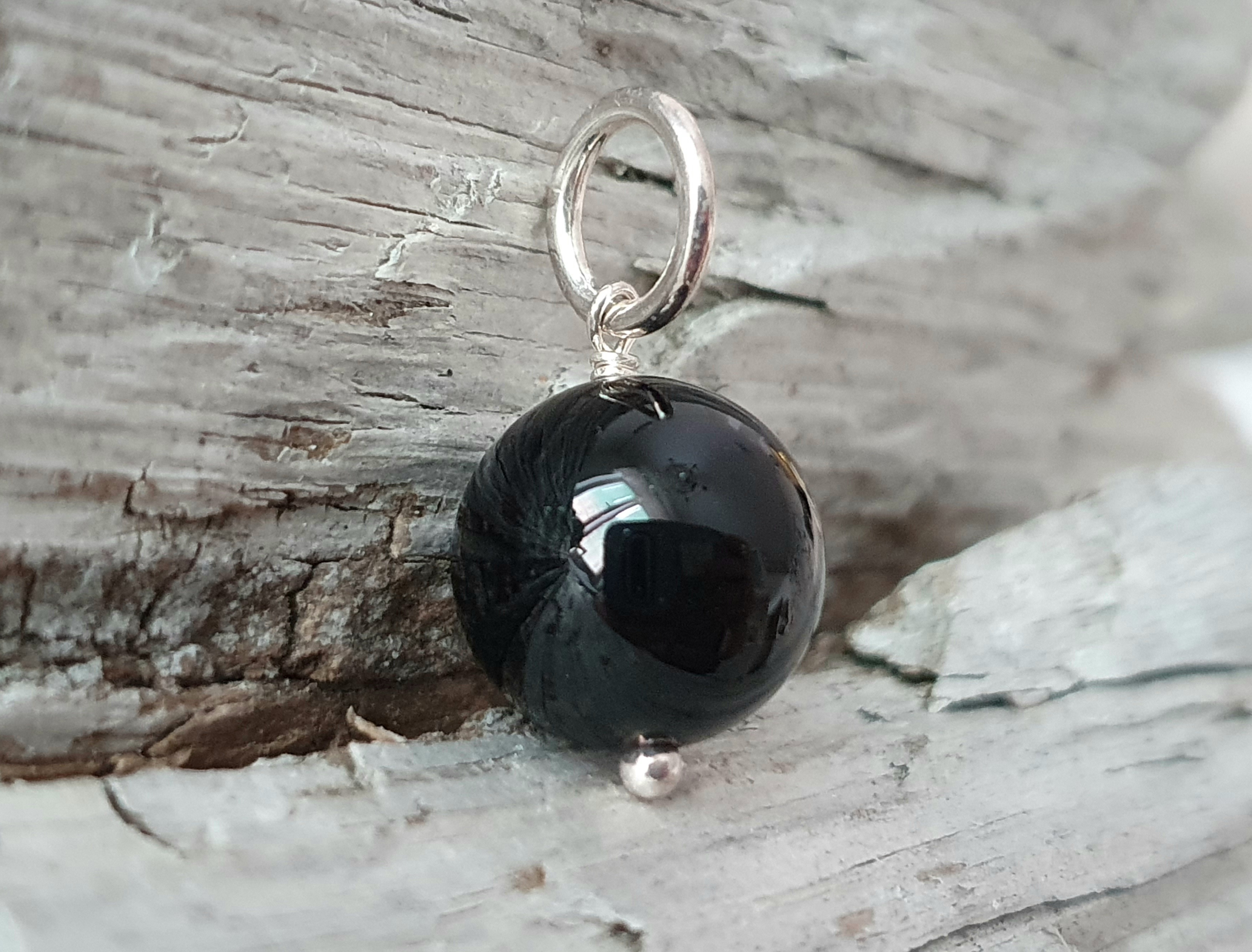 JOD Bubbles: Onyx, kula 12 mm, hänge 925-silver