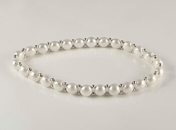 Cultured freshwater pearls and 925 silver, elastic bracelet