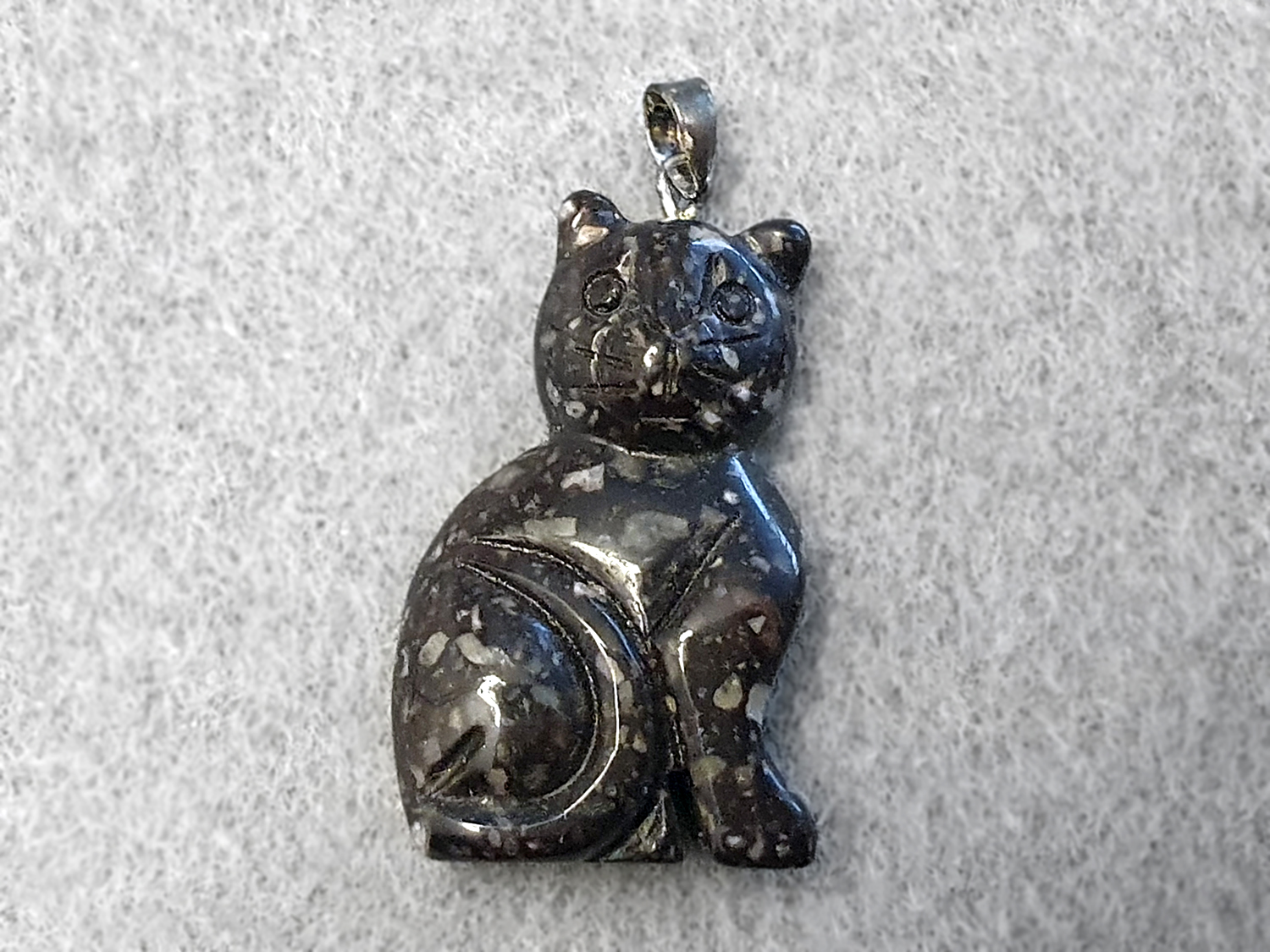 Porfyr katt ca. 29-32 mm hänge  925-silver