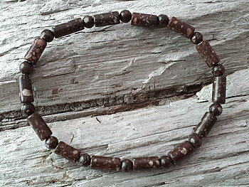Porphyry bracelet cylinder and ball 4mm approx. 18,5cm