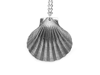 Kammussla Halsband, Natur Smycke i Tenn