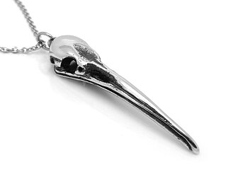 Kiwiskalle Halsband, Kiwifågel Döskalle Hänge, Fågelskalle Smycke i Tenn