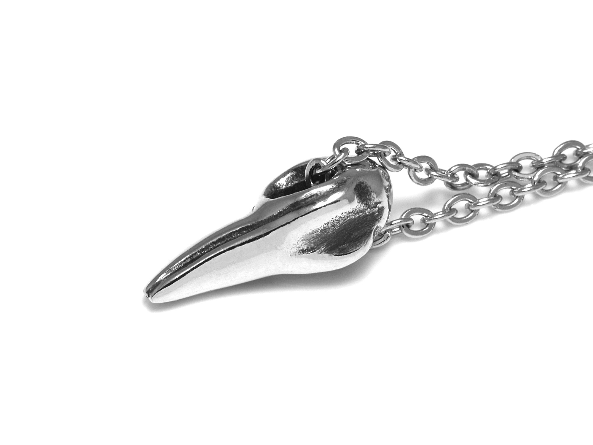 Liten Korpskalle Halsband, Korp Döskalle Hänge, Goth Smycke i Tenn - 4