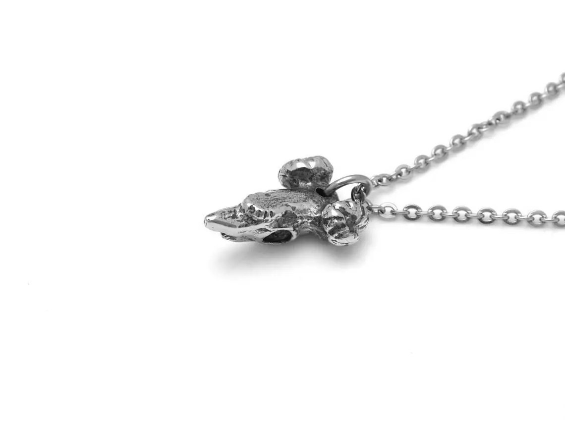 Liten Fårskalle Halsband, Får Döskalle Hänge, Vädur Stjärntecken Smycke i Tenn - 4