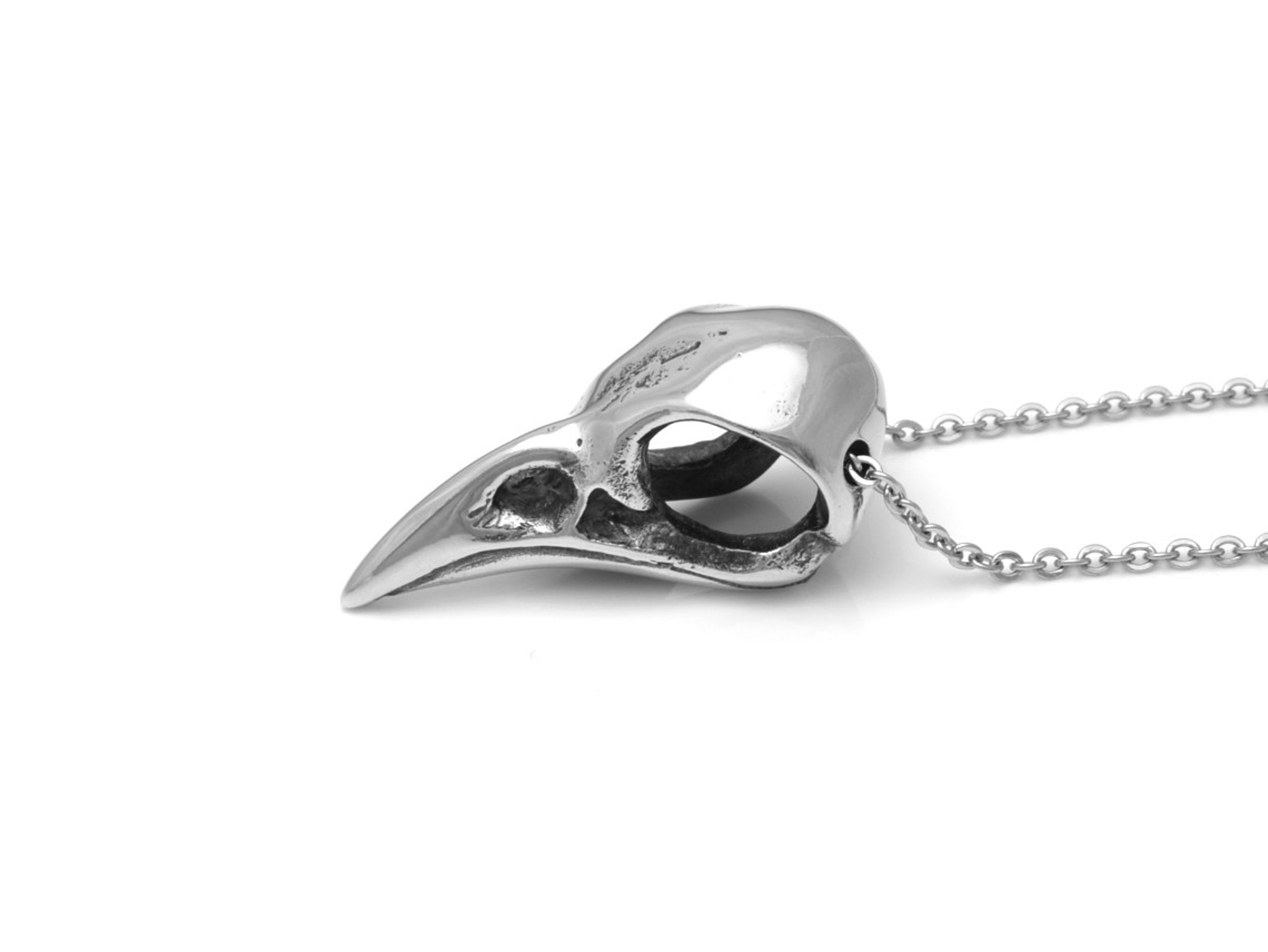 Blåskrikaskalle Halsband, Blåskrika Döskalle Hänge, Fågelskalle Smycke i Tenn - 4