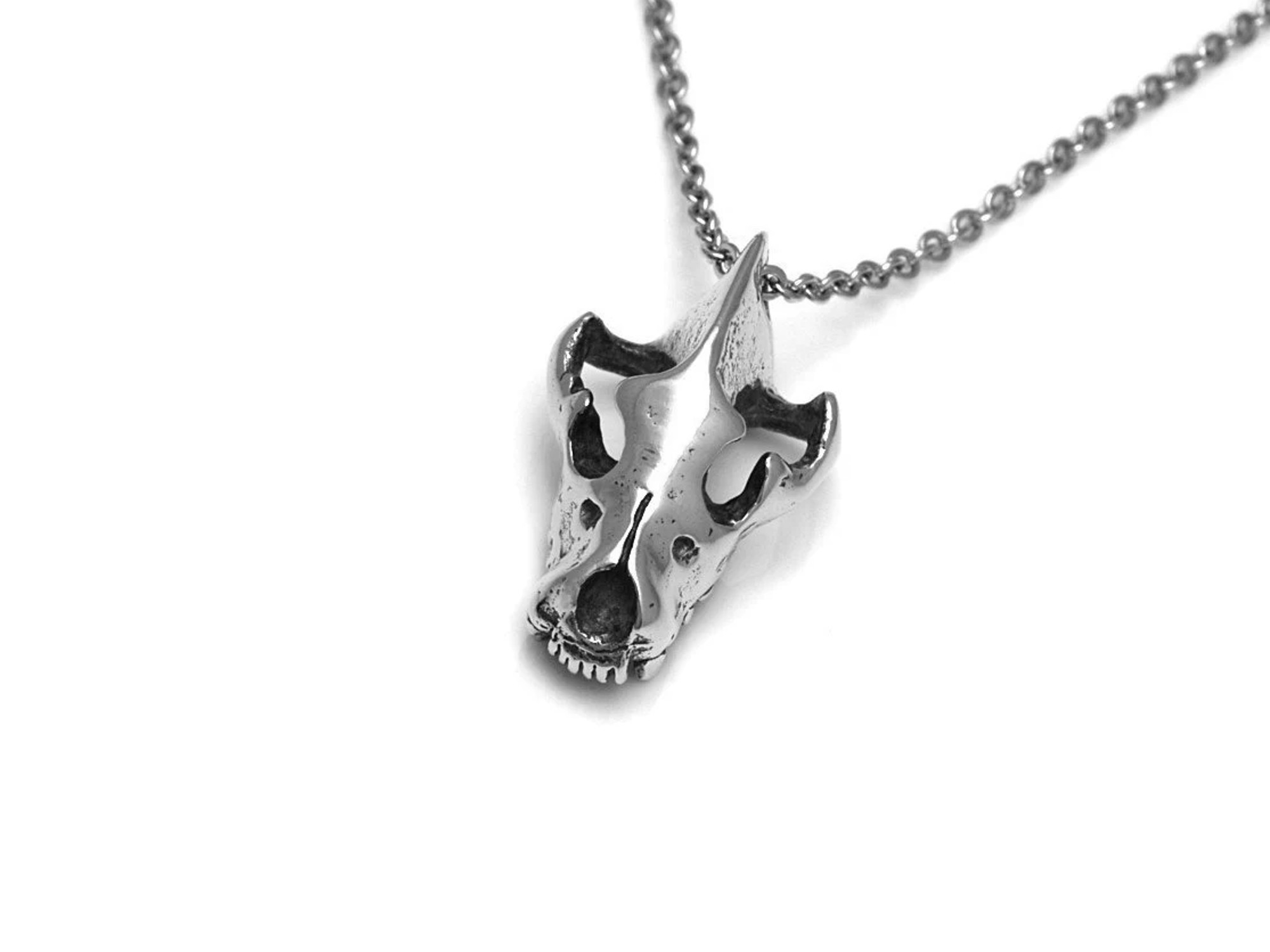 Hyenaskalle Halsband, Hyena Döskalle Hänge, Djurskalle Smycke i Tenn - 2
