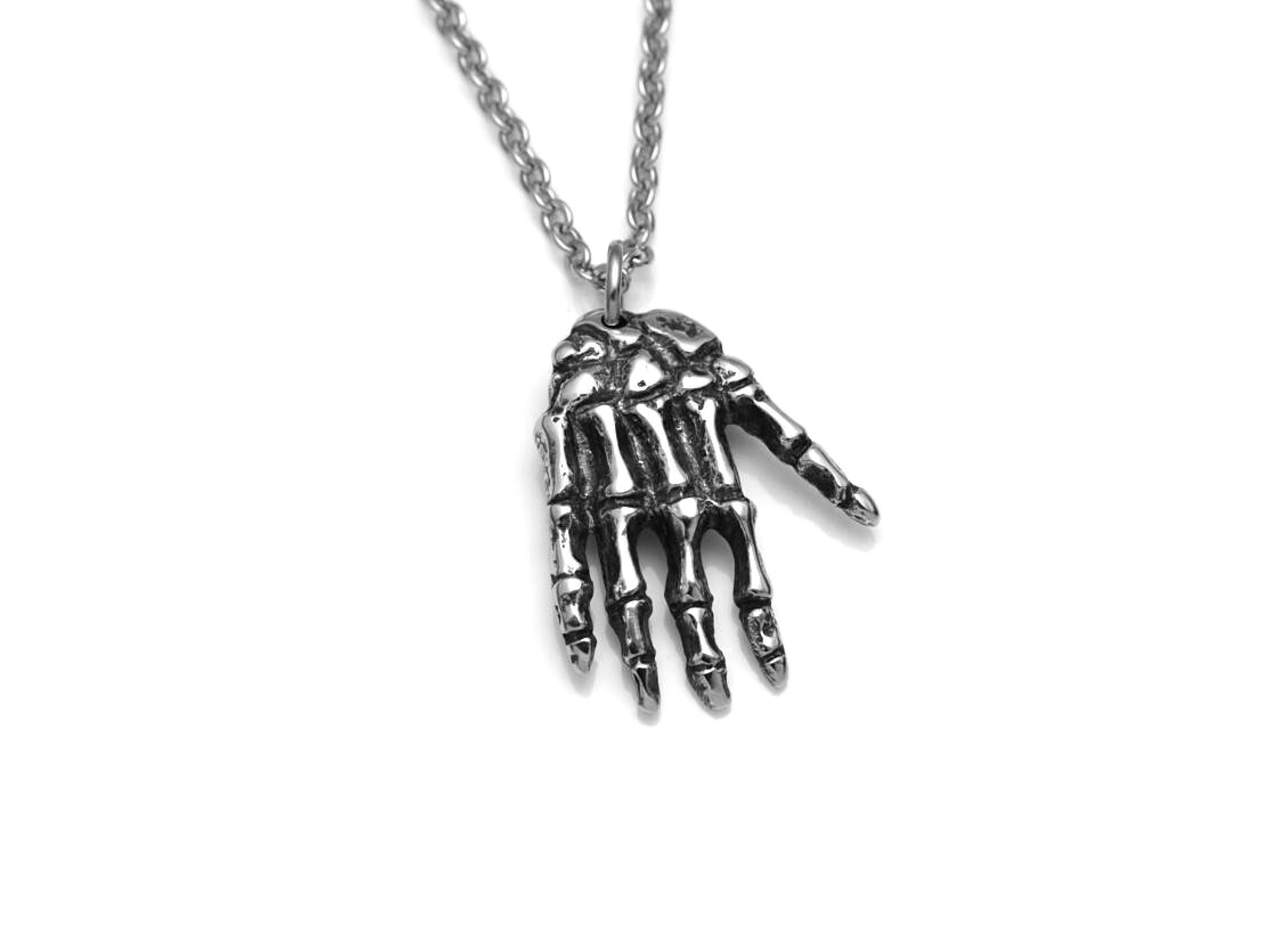 Skeletthand Halsband, Skelett Smycke i Tenn - 3