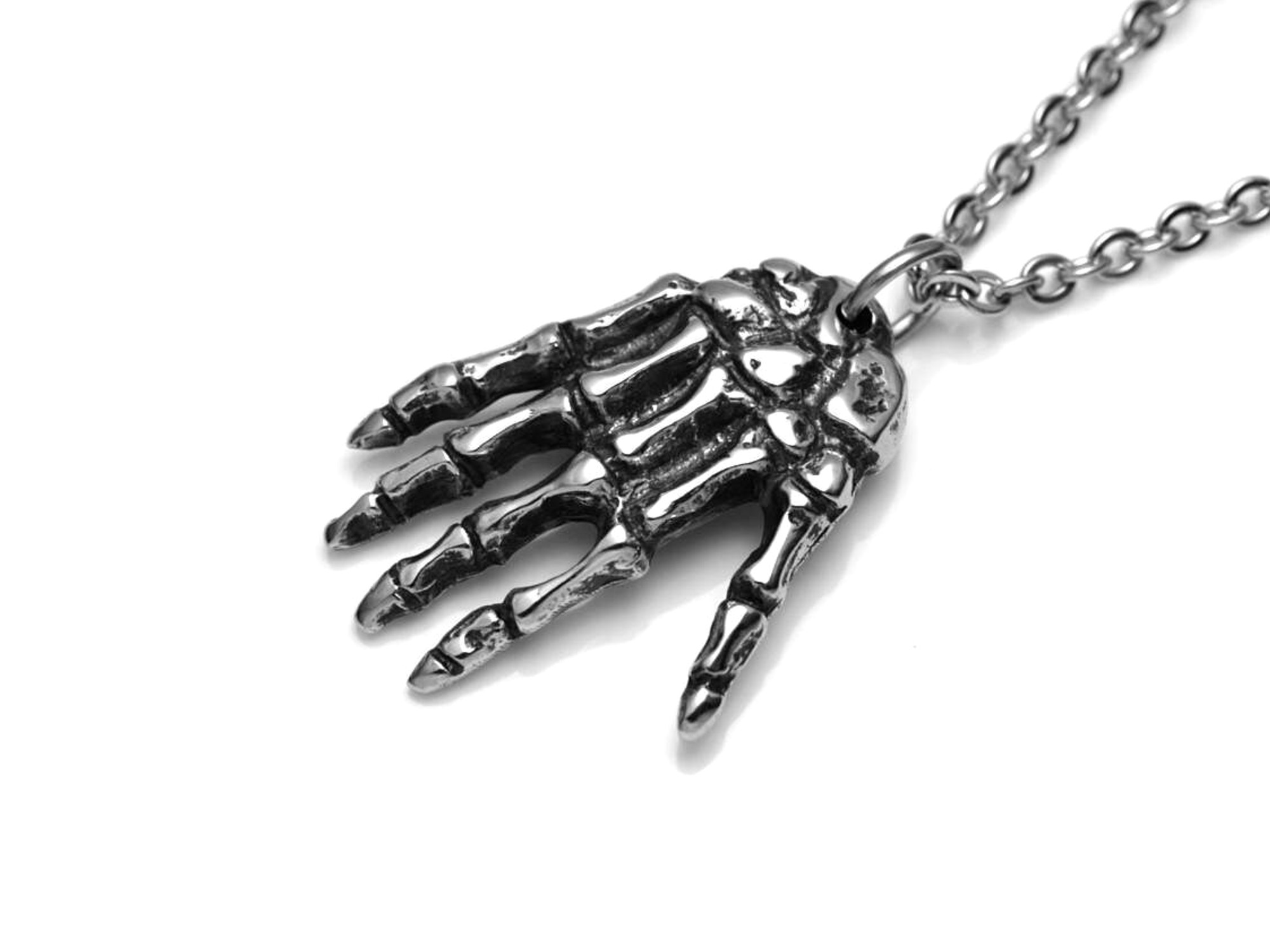 Skeletthand Halsband, Skelett Smycke i Tenn
