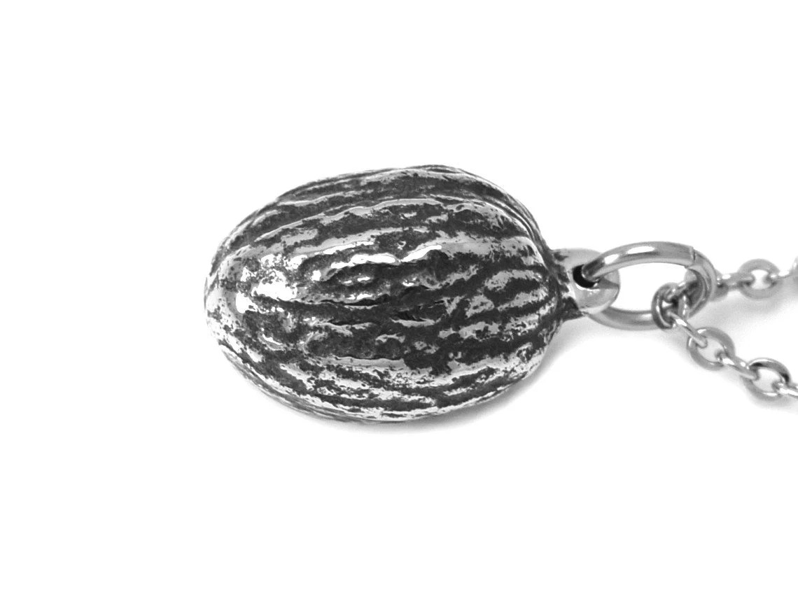 Muskotnöt Halsband, Natur Smycke i Tenn - 2