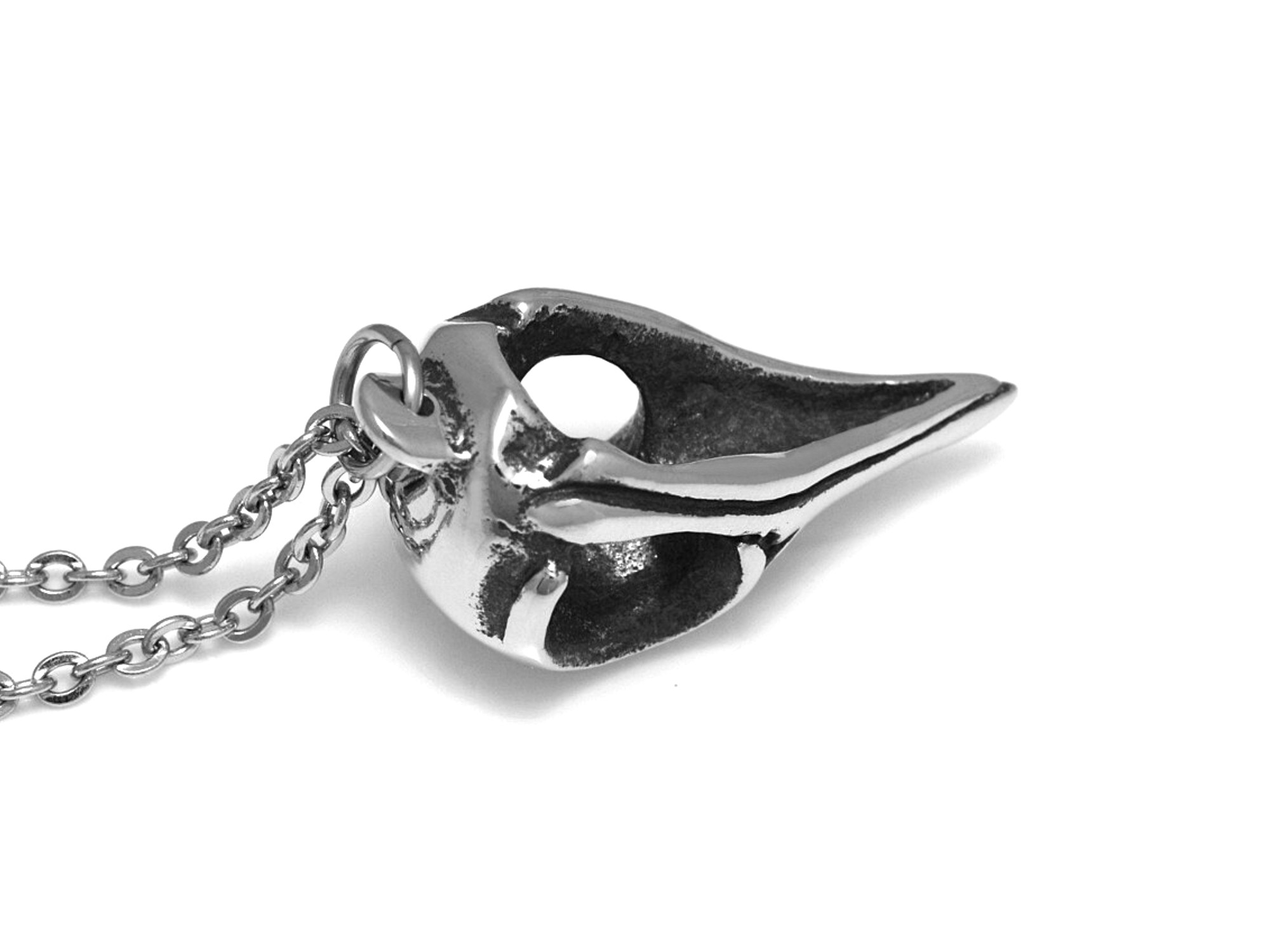 Duvskalle Halsband, Duva Döskalle Hänge, Fågelskalle Smycke i Tenn - 3