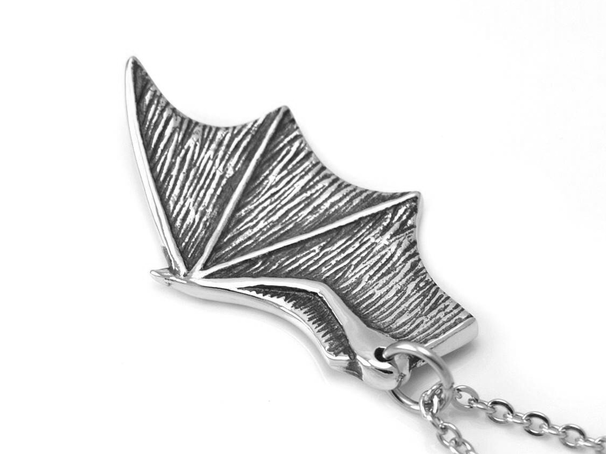 Fladdermusvinge Halsband, Fladdermus Smycke i Tenn - 2