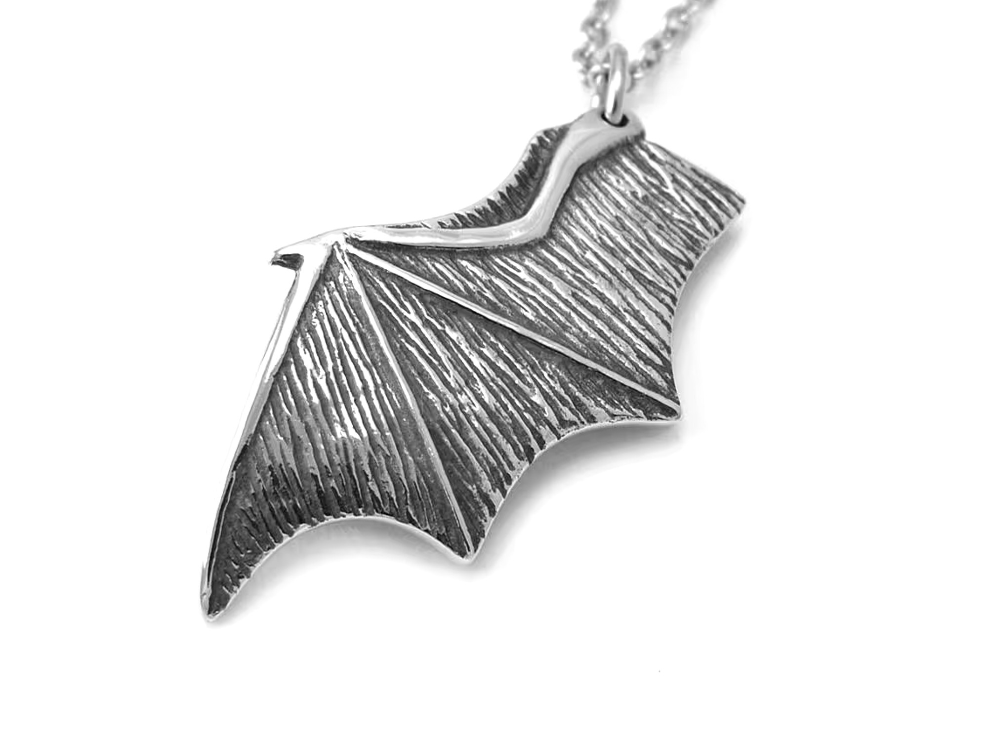Fladdermusvinge Halsband, Fladdermus Smycke i Tenn - 4