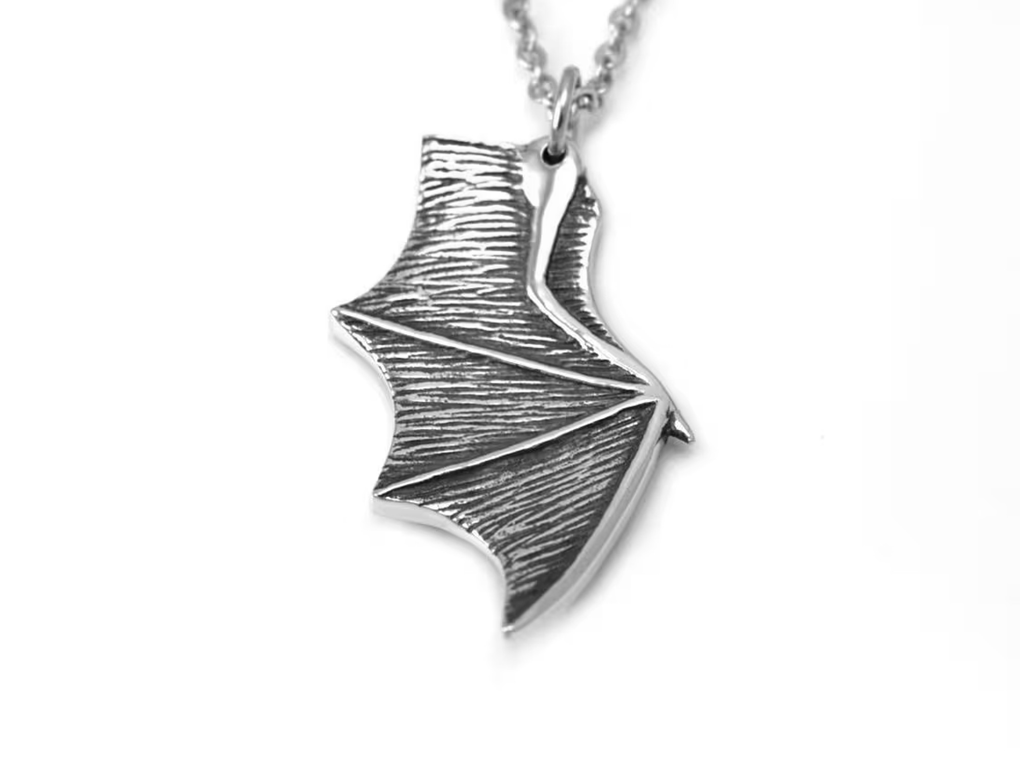 Fladdermusvinge Halsband, Fladdermus Smycke i Tenn - 3