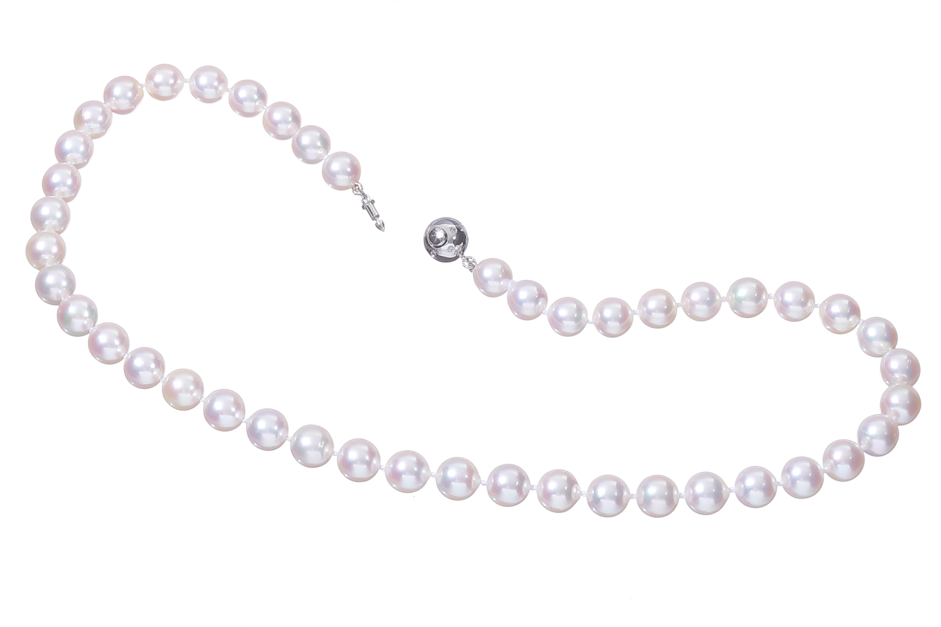 Halskette aus Akoya-Perlen in AA-Qualität mit Verschluss aus Weißgold und Diamanten 8.5-9mm - 4