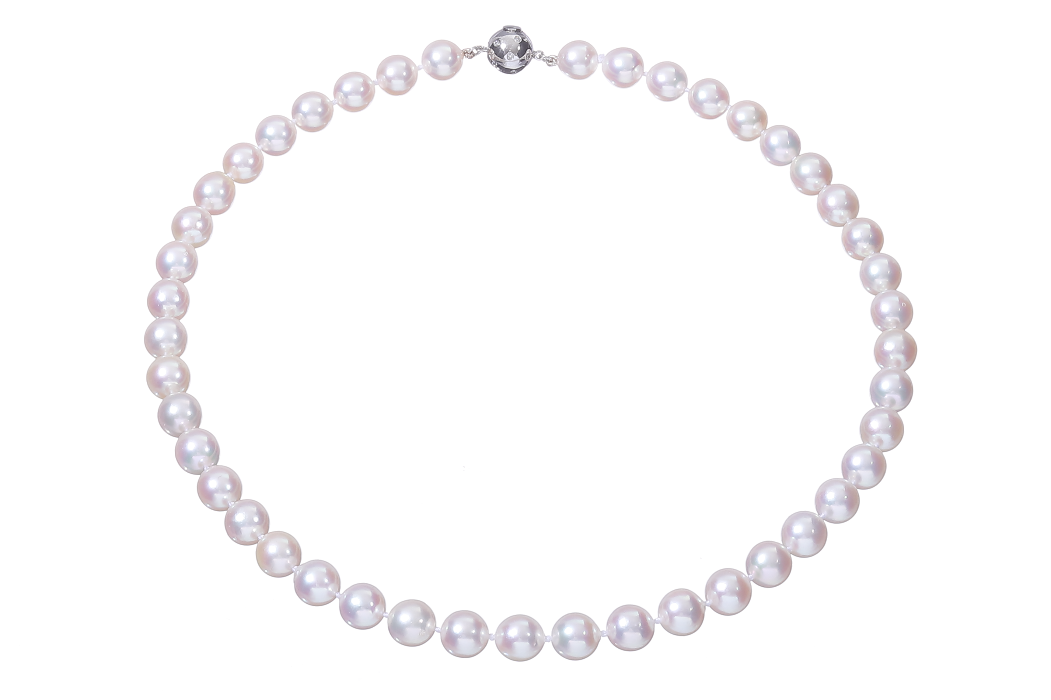 Halskette aus Akoya-Perlen in AA-Qualität mit Verschluss aus Weißgold und Diamanten 8.5-9mm - 3
